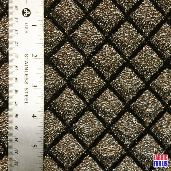 Natural Lurex Diamond Design Nylon-Spandex Stretch Fabric 58/60" Wide - Picture 3 of 4